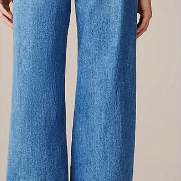 J Crew Blue Flare Wide-Leg Jeans with Classic Faded Look - Picture 2 of 7